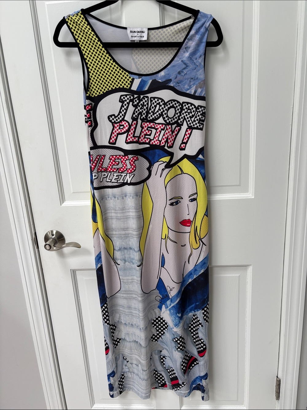 Pop Art Maxi Dress in Blue and Yellow